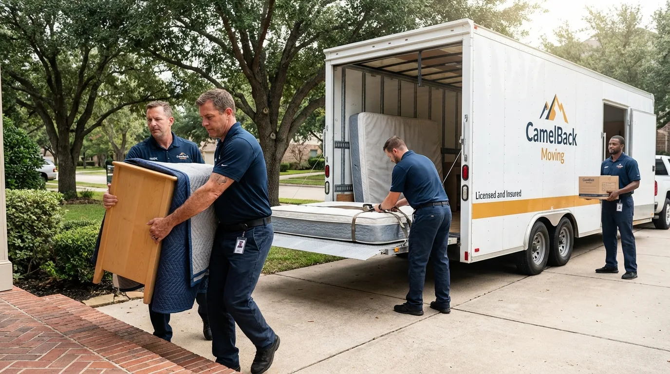 Crew loading residential truck for cross-state move from Trenton, TN