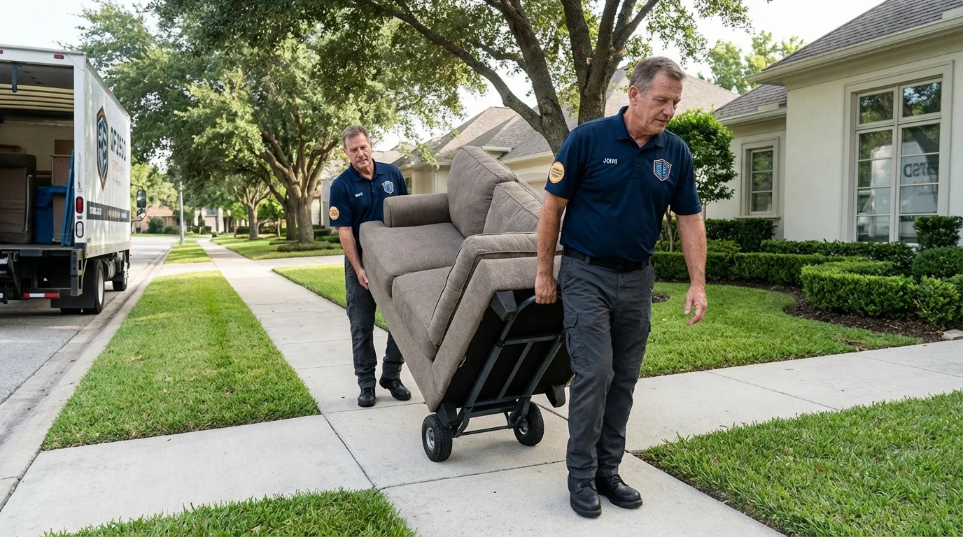 Local residential moving crew loading furniture in Trenton, TN