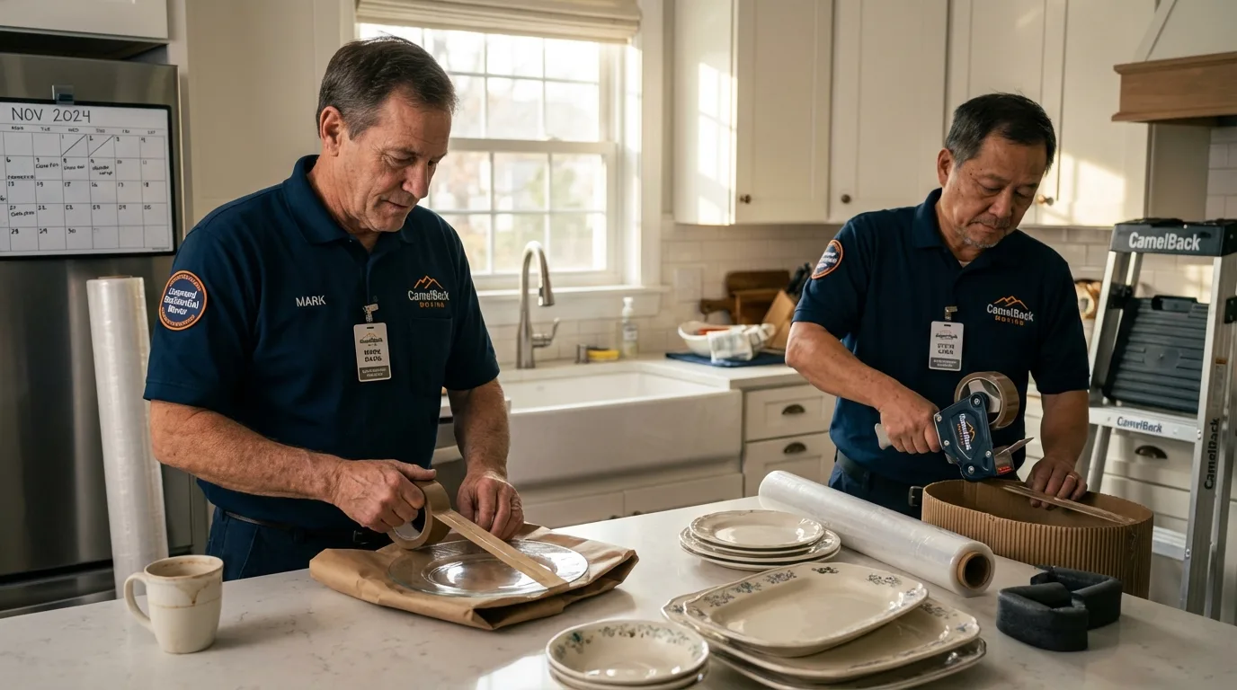 Professional crew packing kitchen dishware in Trenton, TN